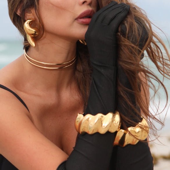 Clara Double Layering Choker Necklace Gold - Alegant - Denise Pacini - Geometric Collection